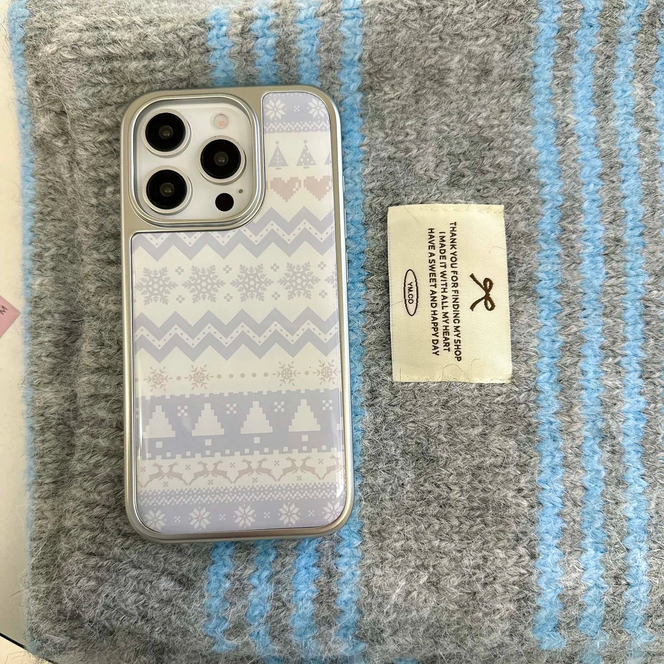 Winter plating phone case for iphone 14promax 15pro 16 14 13 15 pro max 16pro 13promax snowman print protector cover shell