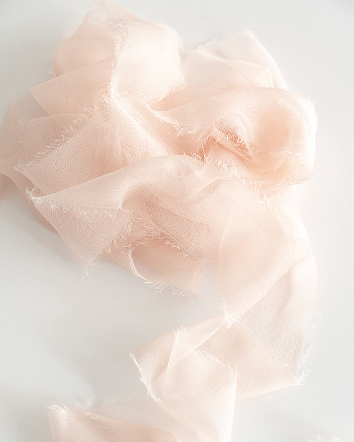 Tono + co Limited Edition Champagne in Gossamer Silk Ribbon. View the new fall favorites featuring Champagne + Terra Cotta + Rust, lovingly hand-dyed in Santa Ana, California. Check out our website for more color, wedding, and styling inspiration.