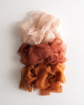 Tono + co Limited Edition 'The Color Orange' in Gossamer Silk Ribbon. View the new fall favorites featuring Champagne + Terra Cotta + Rust, lovingly hand-dyed in Santa Ana, California. Check out our website for more color, wedding, and styling inspiration.