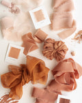 Tono + co Limited Edition 'The Color Orange' in Gossamer Silk Ribbon. View the new fall favorites featuring Champagne + Terra Cotta + Rust, lovingly hand-dyed in Santa Ana, California. Check out our website for more color, wedding, and styling inspiration.