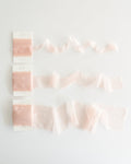 Tono + co Limited Edition Champagne in Gossamer Silk Ribbon. View the new fall favorites featuring Champagne + Terra Cotta + Rust, lovingly hand-dyed in Santa Ana, California. Check out our website for more color, wedding, and styling inspiration.